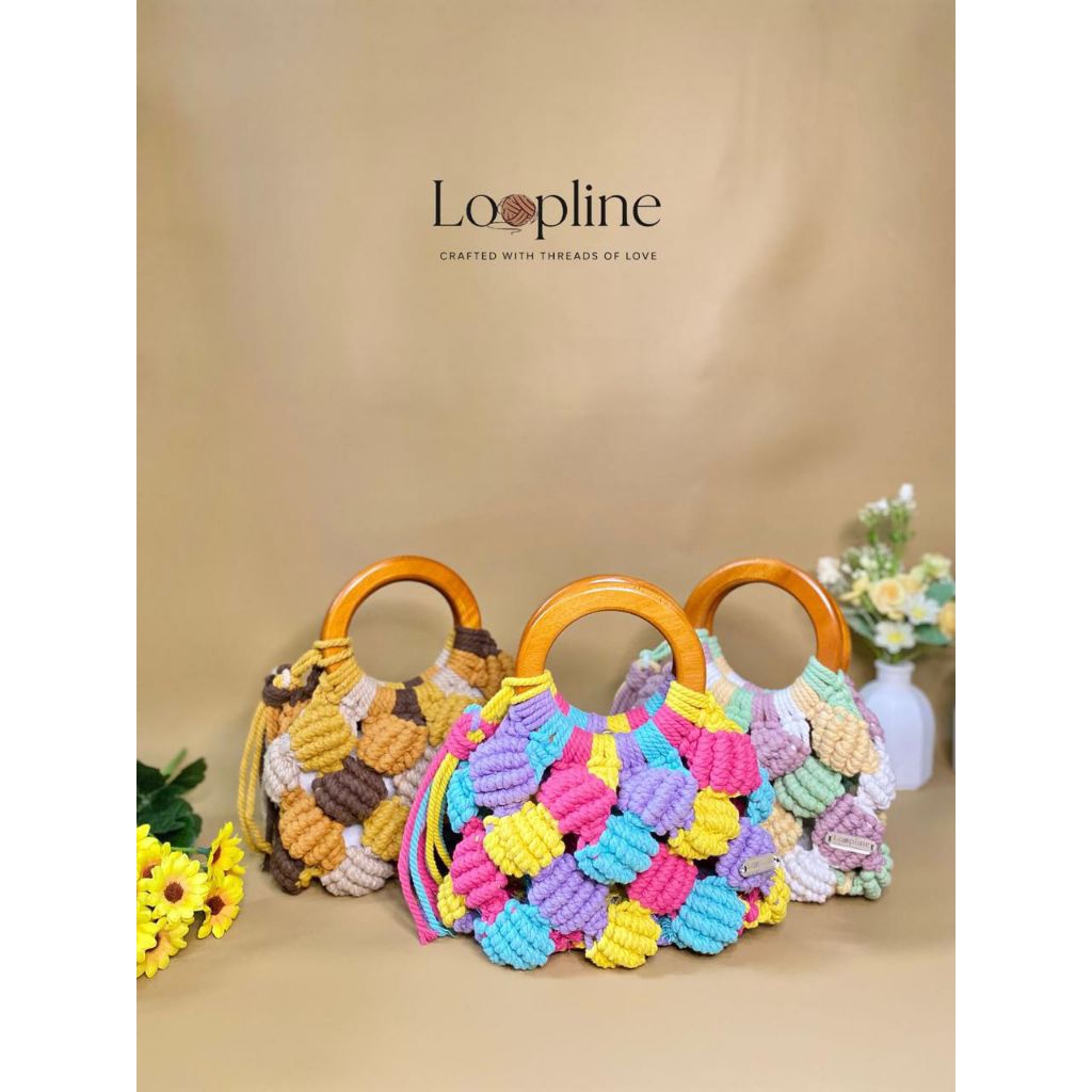 Tas Bubble Tali Katun Macrame Handmade
