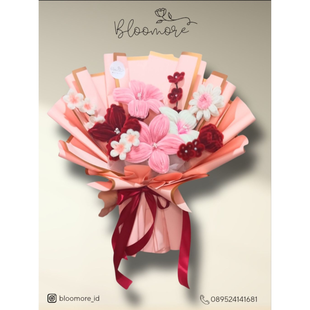 Bouquet Bunga Kawat Bulu Pipe Cleaner Buket Murah Buket Malang Kado Hadiah Wisuda Anniversary Ulang 