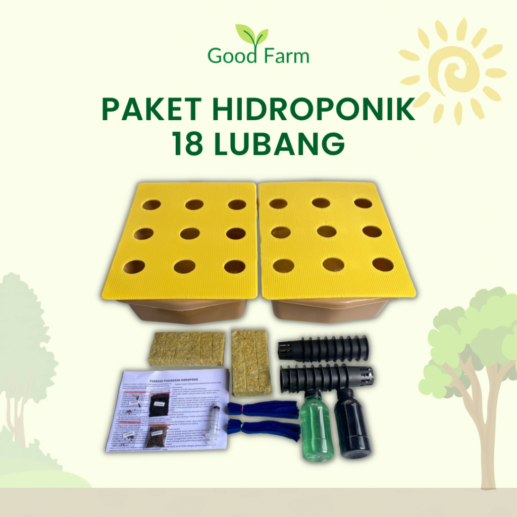 Good Farm - Hidroponik Set Paket Lengkap Hidroponik 18 Lubang 2 BAK | Set Starter Kit Hidroponik Pem
