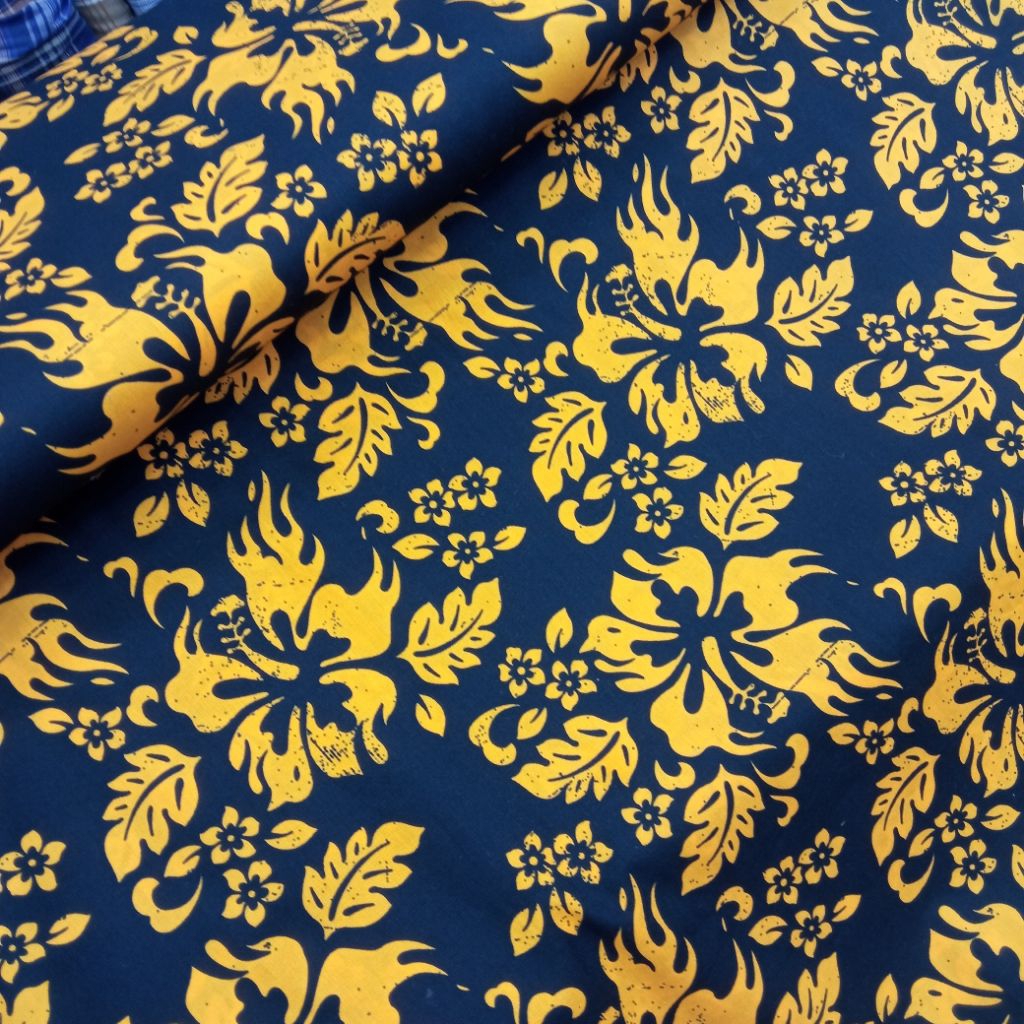 KAIN KATUN POPLIN PREMIUM GARMENT MOTIF BUNGA KUNING