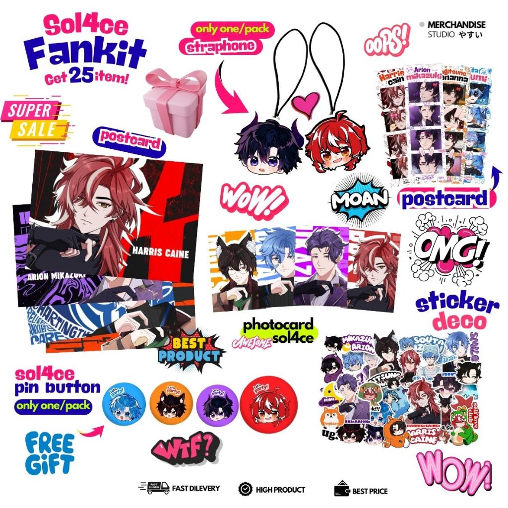 FANKIT PREMIUM VTUBER - MIKAZUKI ARION SOUTA IZUMI HARRIS CAINE GINGITSUNE GEHENNA