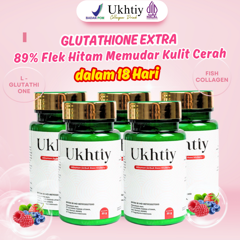 [BPOM RESMI] Ukhtiy Collagen Drink Whitening Booster Membantu Mencerahkan kulit BPOM dan Halal MUI