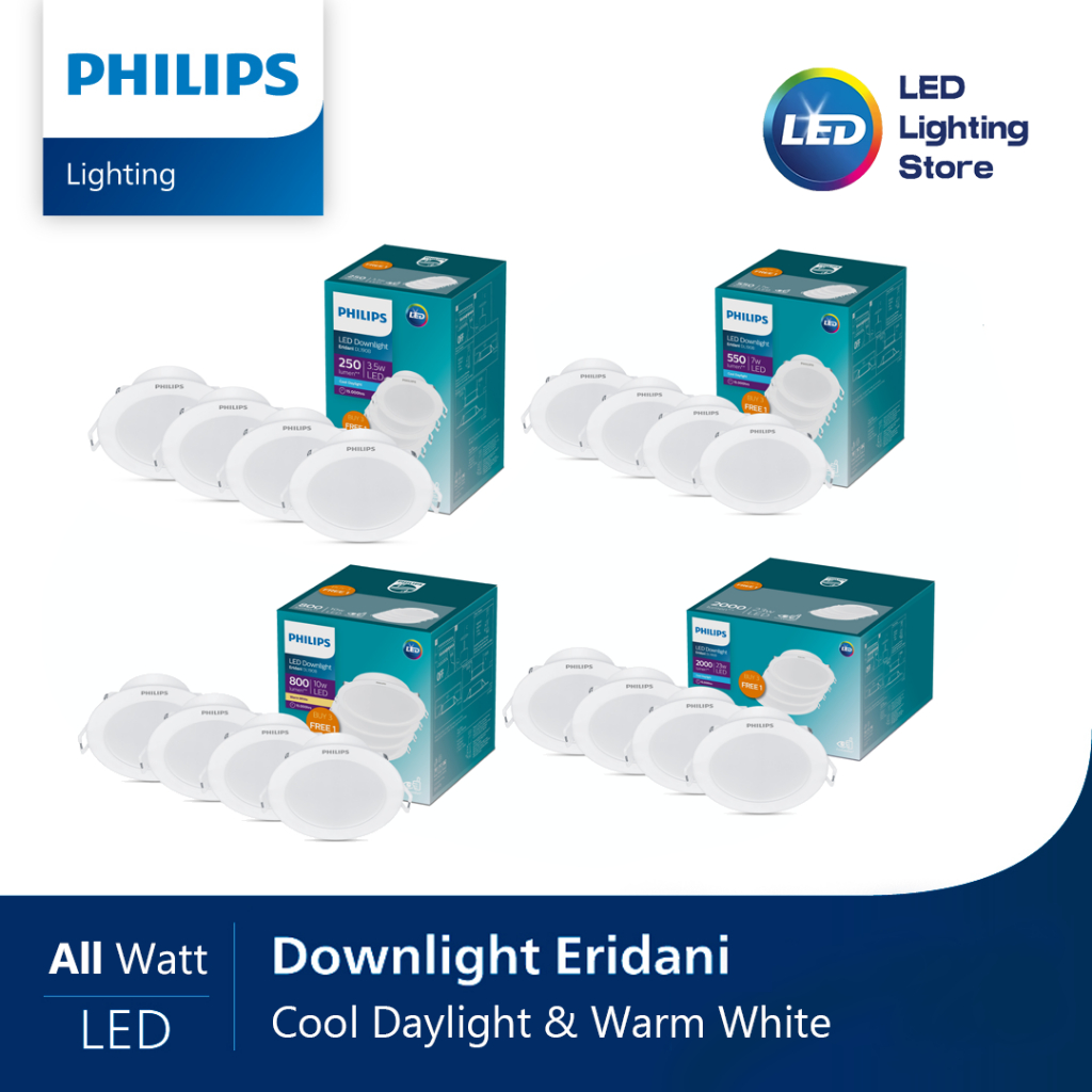[Promo Beli 3 Gratis 1] Lampu Plafon/Panel PHILIPS ERIDANI G3 MultiPack 3.5W 7W 10W 14W 23W Watt - W