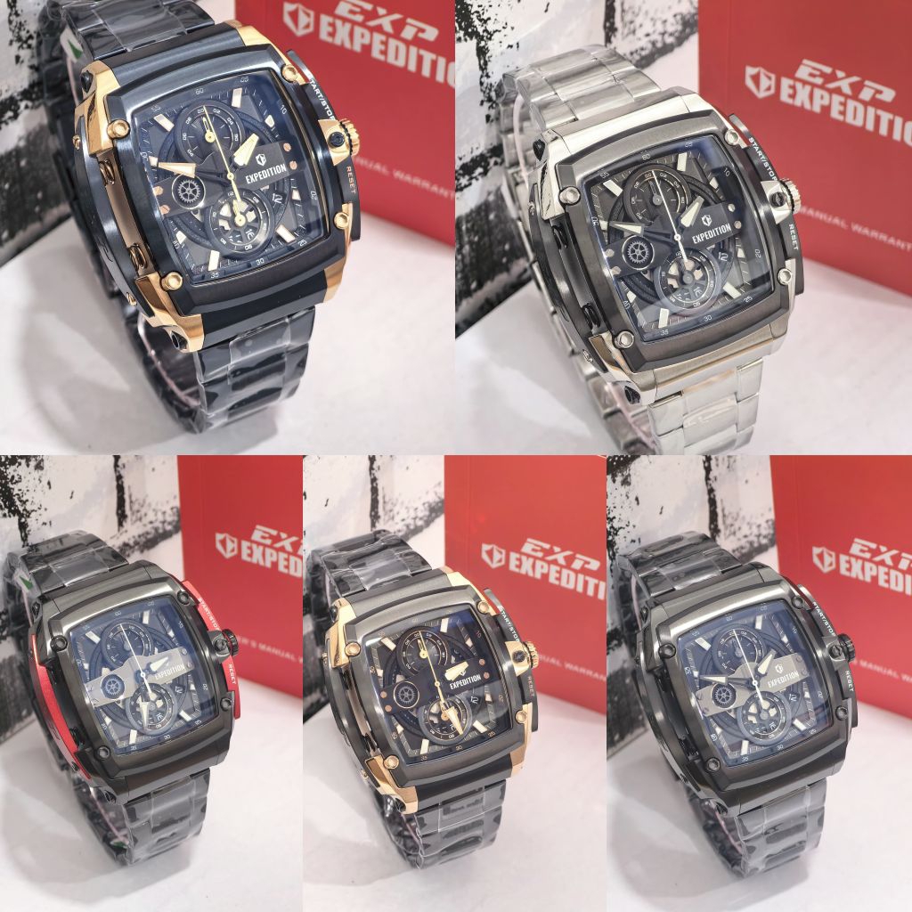 JAM TANGAN PRIA EXP EXPEDITION 3008 E 3008 E3008M(ORIGINAL)WATCHES STAINLESS FULL BLACK