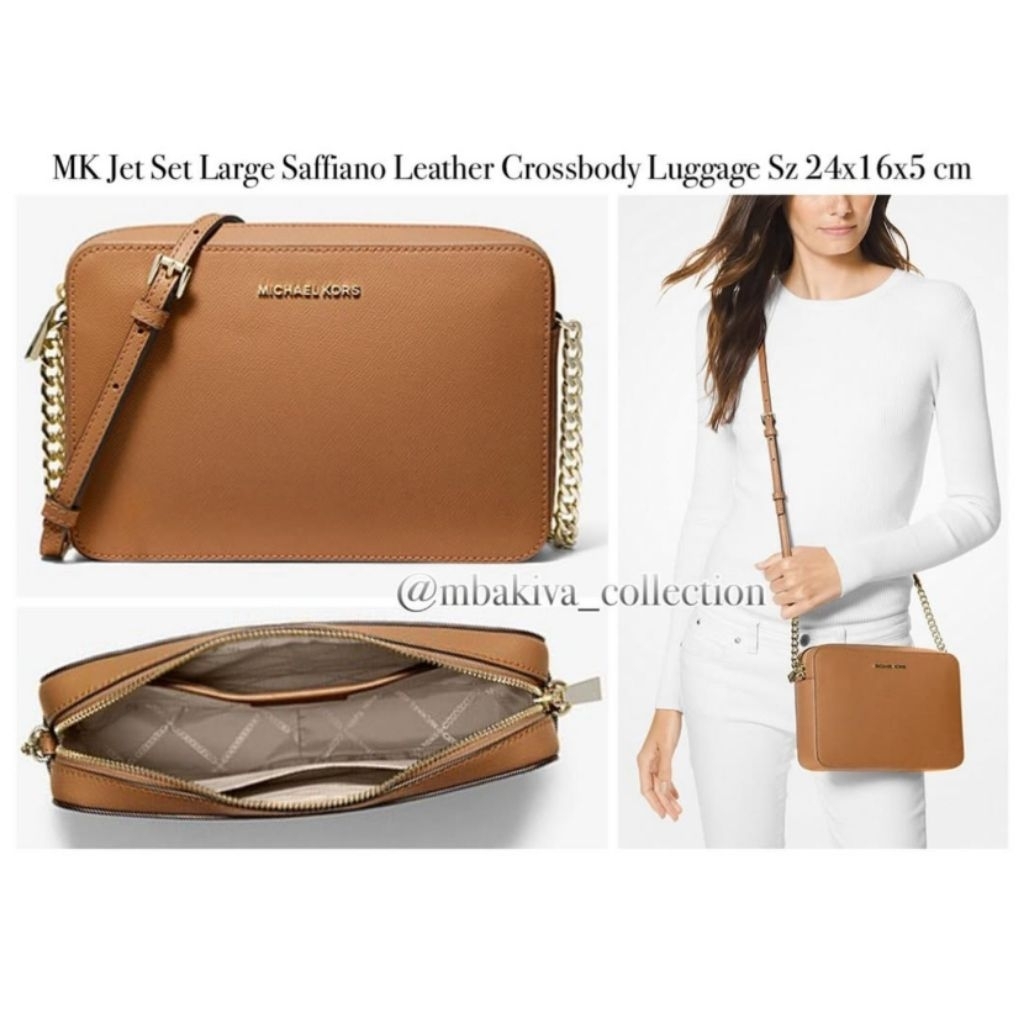 MK Jet Set Large Saffiano Leather Crossbody Luggage
