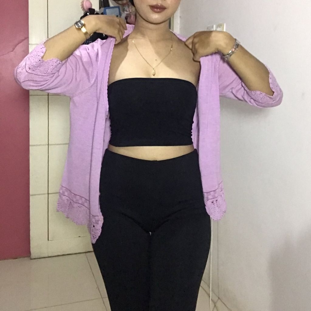 Outer Rajut Renda | Ungu