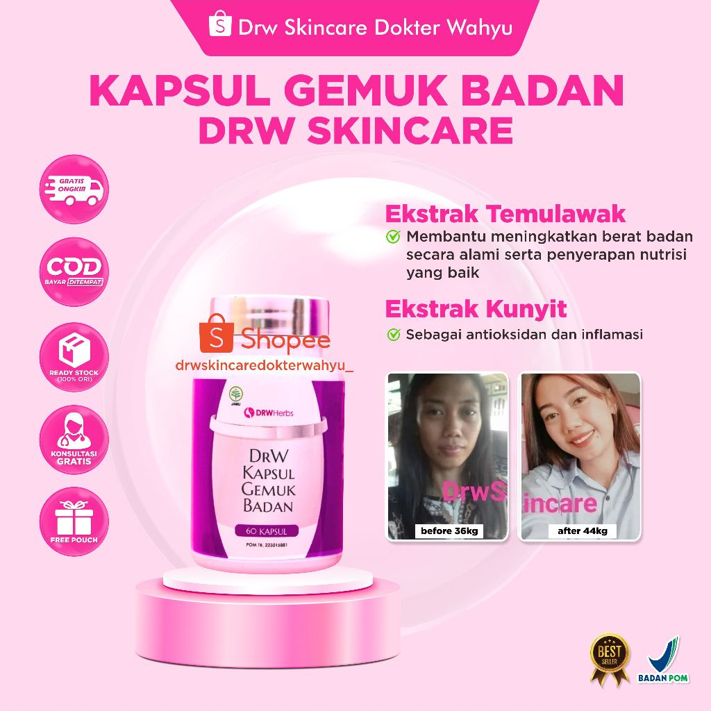 Body Mass / Kapsul Gemuk Herbal DRW Skincare Original BPOM