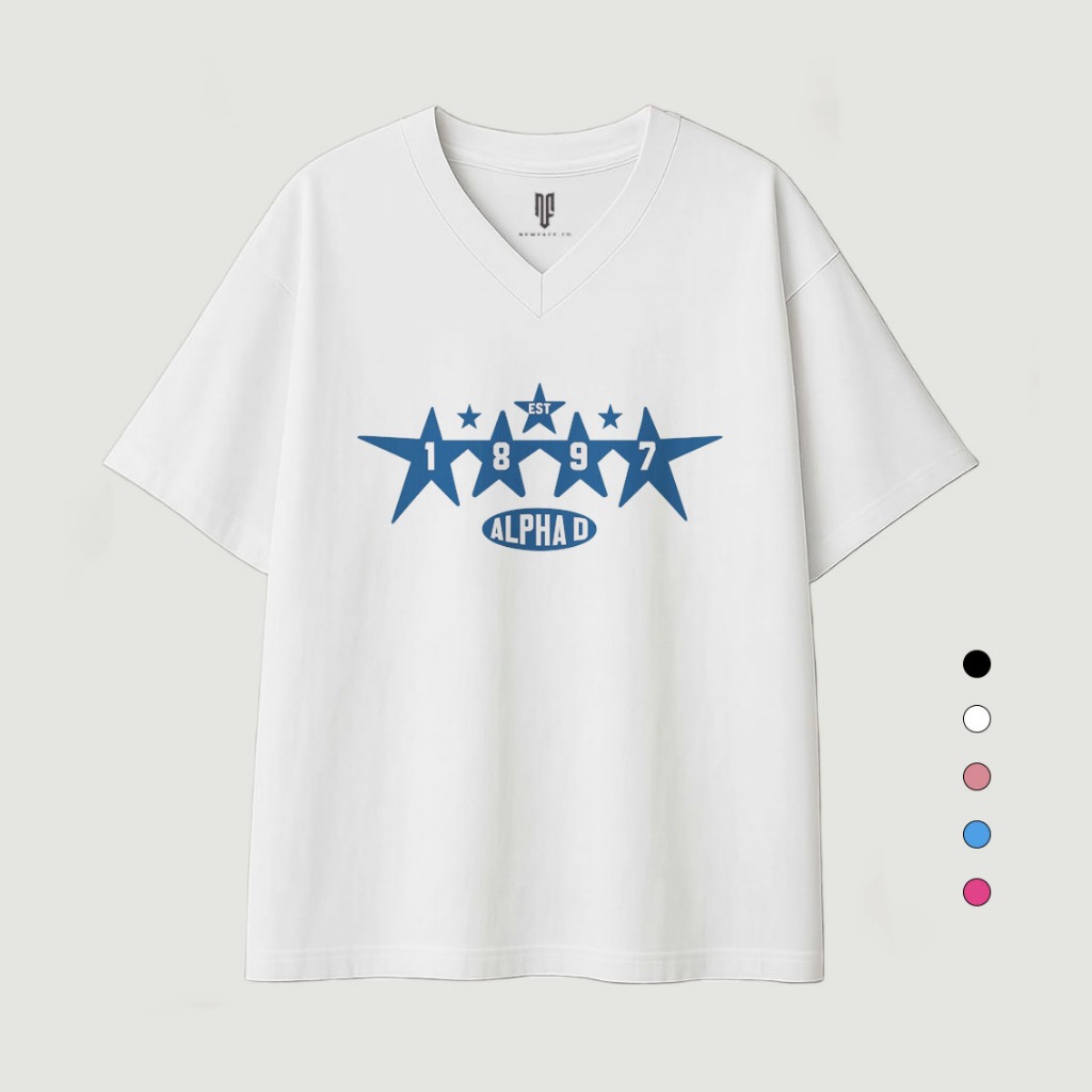 Newface ID Baju Kaos V Neck  Oversize Alpha 97 Pria Wanita Tshirt Unisex Combed 24s