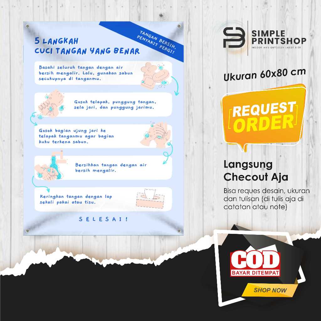print cetak spanduk banner 5langkah cuci tangan custom desain
