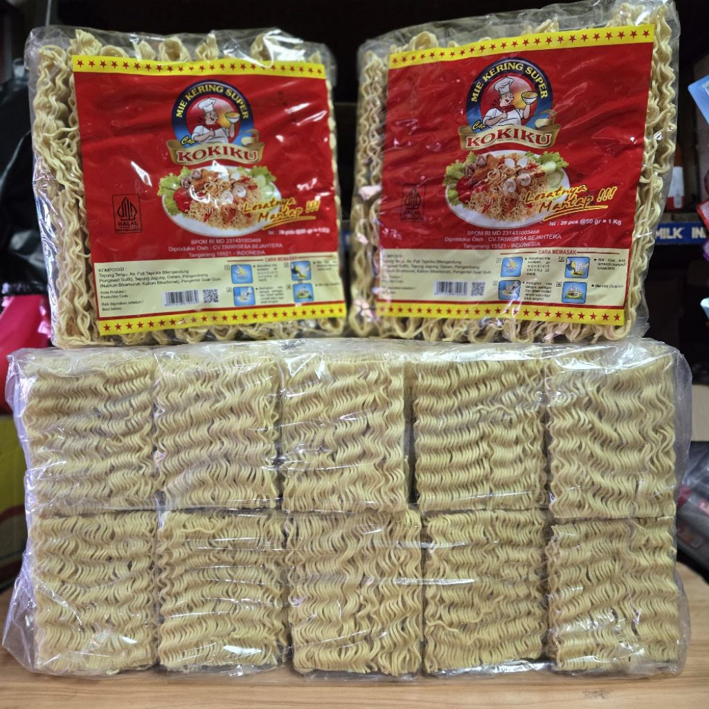 Mie telur keriting kokiku mie kering 1kg perball isi 5pax