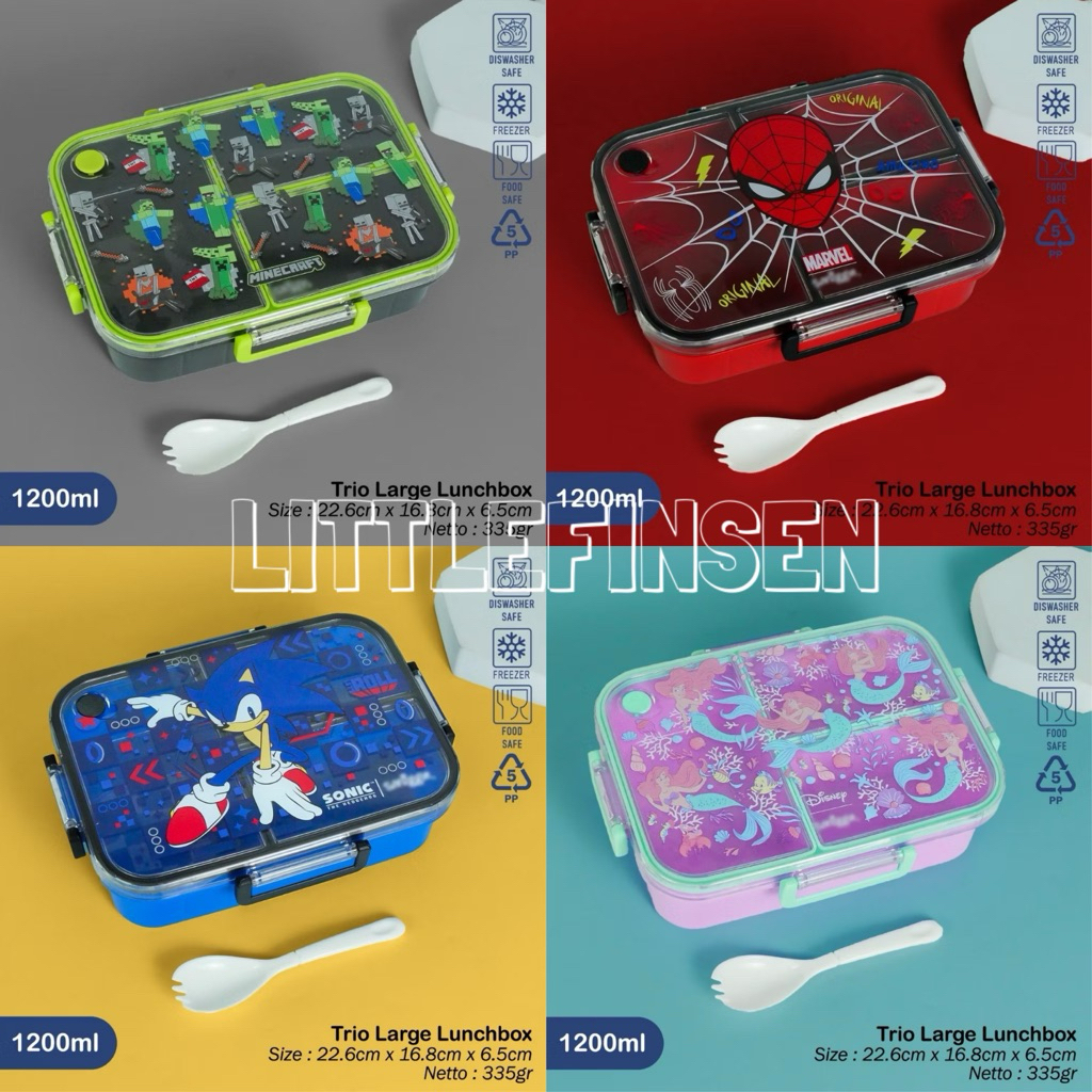 Lunch box sekat 3 minecraft spiderman sonic anti tumpah/lunch box sekat 3 anti tumpah/lunch box anak