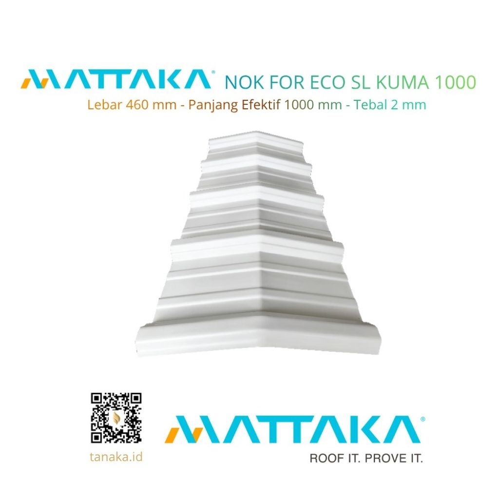 (Hanya Invoice) MATTAKA Nok / Wuwungan for SL Kuma 1000 - Efektif 1000mm - Nok / Wuwungan Atap UPVC 