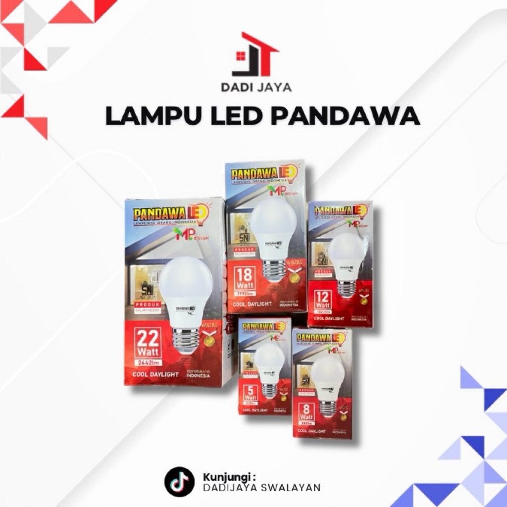 PANDAWA Bohlam LED 8 - 22 Watt Cahaya Putih Lampu LED 8 - 22 watt termurah lampu murah