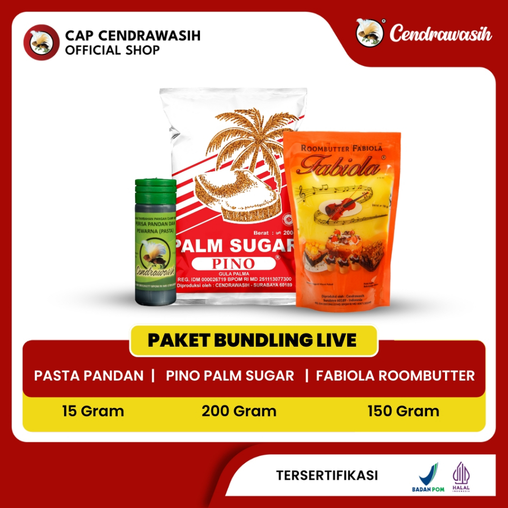 [KHUSUS LIVE] Cap Cendrawasih Paket Bundling | Pasta Perisa Pandan - Palm Sugar - Roombutter | Soes 