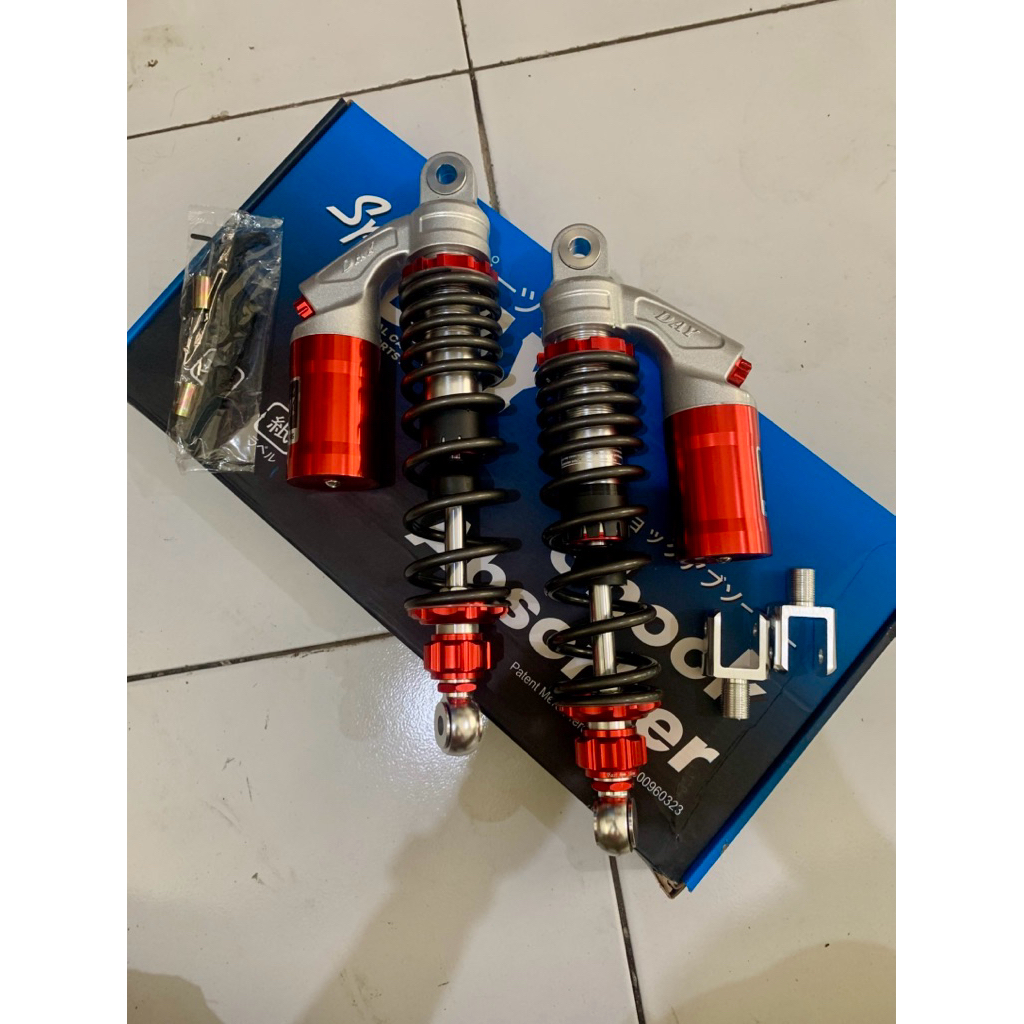 shock/skok belakang tabung merk DAY type SPR-501 ukur 280MM & 340MM warna black gold fizR jupiter su