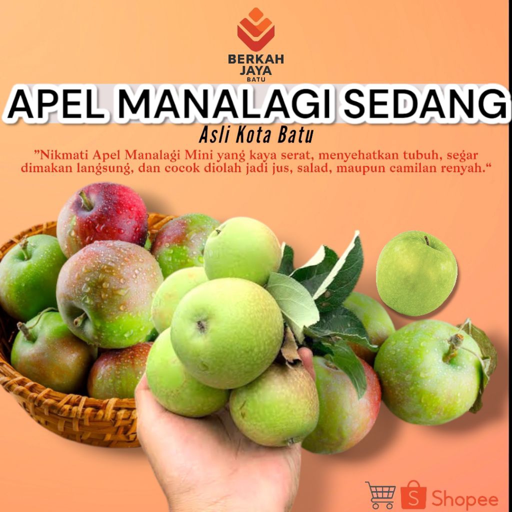 Apel Manalagi Ukuran Sedang Fresh 1kg isi 15-18 | Apel Malang Segar
