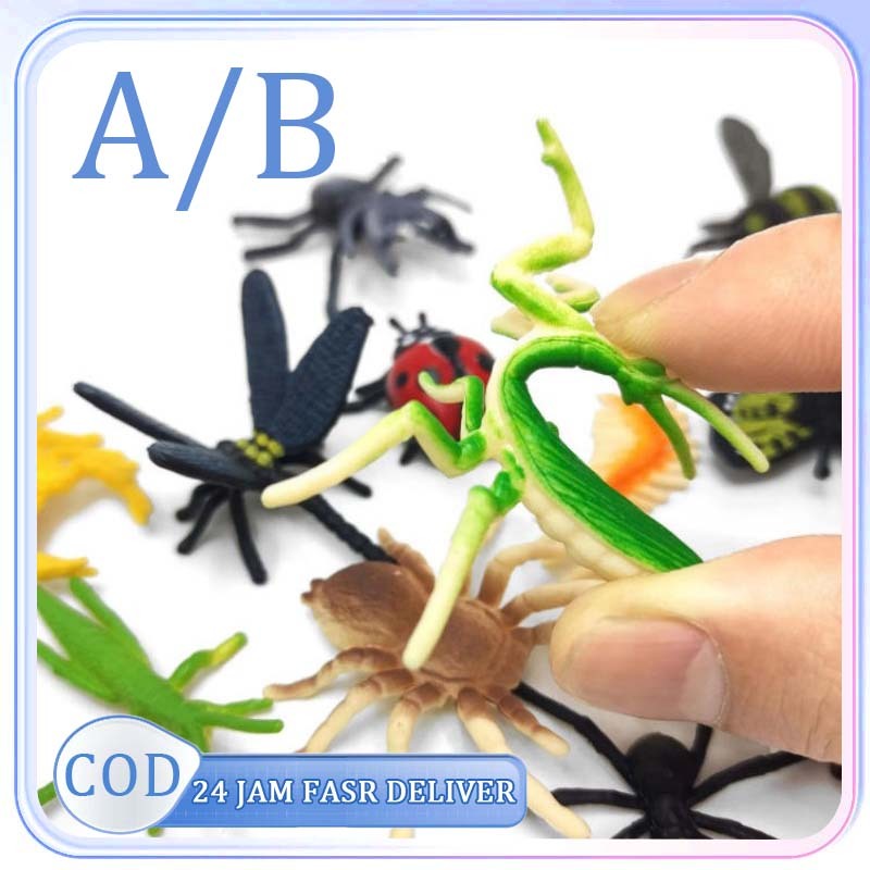 12pcs Serangga Karet Binatang Karet Mainan Anak Hewan Serangga Mainan Kecil Mainan Serangga