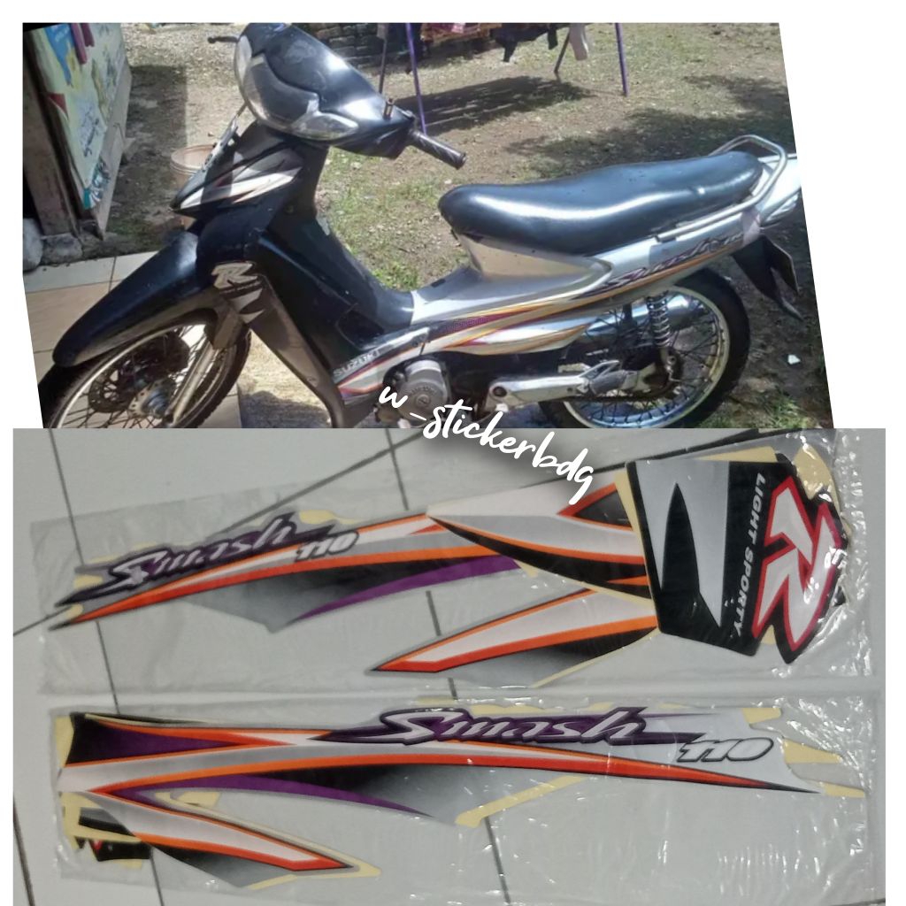 Striping Stiker Lis Suzuki Smash R 2005 Hitam Silver