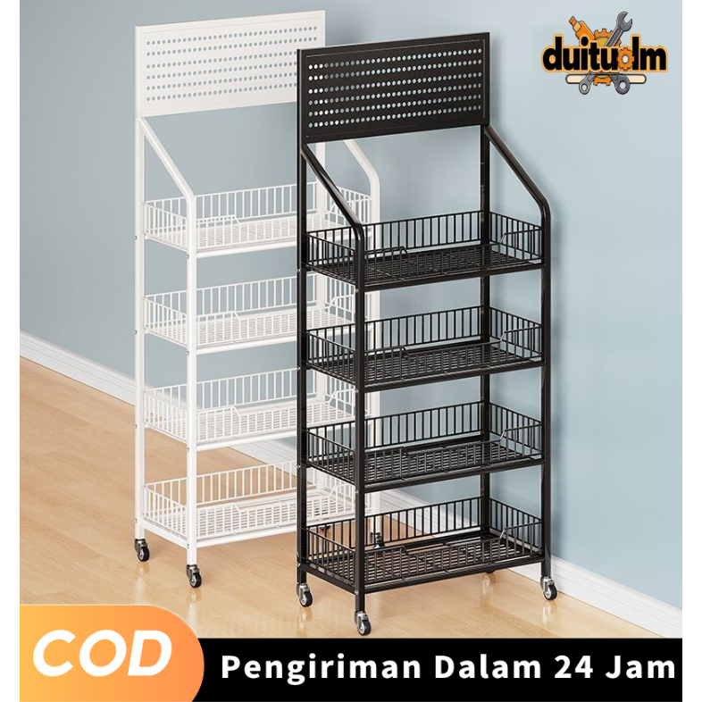 duituolm Rak Chiki Serbaguna Rak Gawang Sembako Susun Rak Snack Rak Toko Jualan Keranjang Jajan Rak 