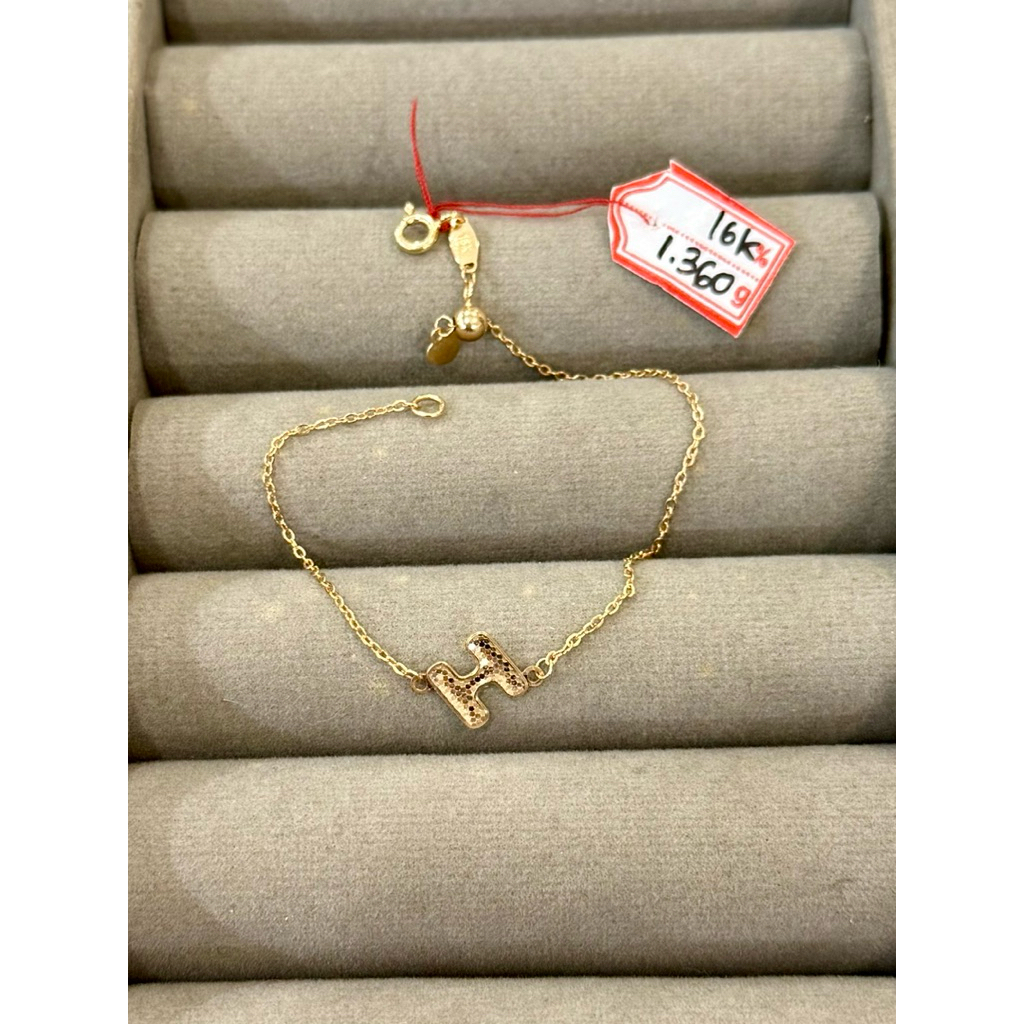 ARGOLD - GL WANITA - GL SERUT HURUF - Gelang serut inisial huruf H emas 16k 700 70%