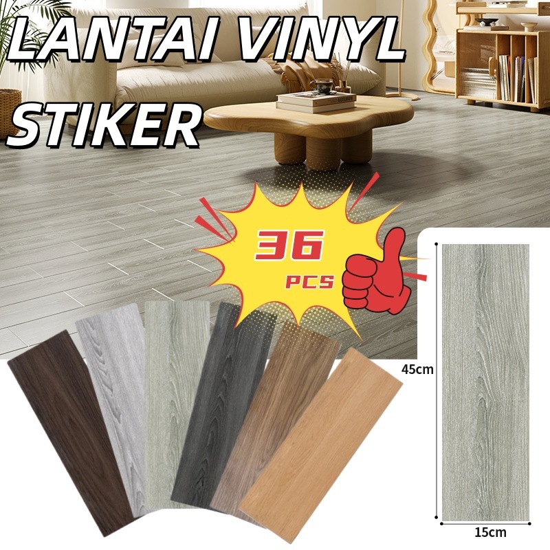 Lantai Vinyl Premium  (36pcs) Stiker Lantai Vinyl Lantai Kayu High Quality Vinyl Stiker Lantai