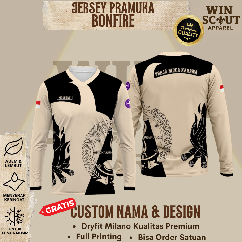 Jersey Pramuka BONFIRE - Kaos Pramuka Baju Pramuka Printing Gratis Custom Desain