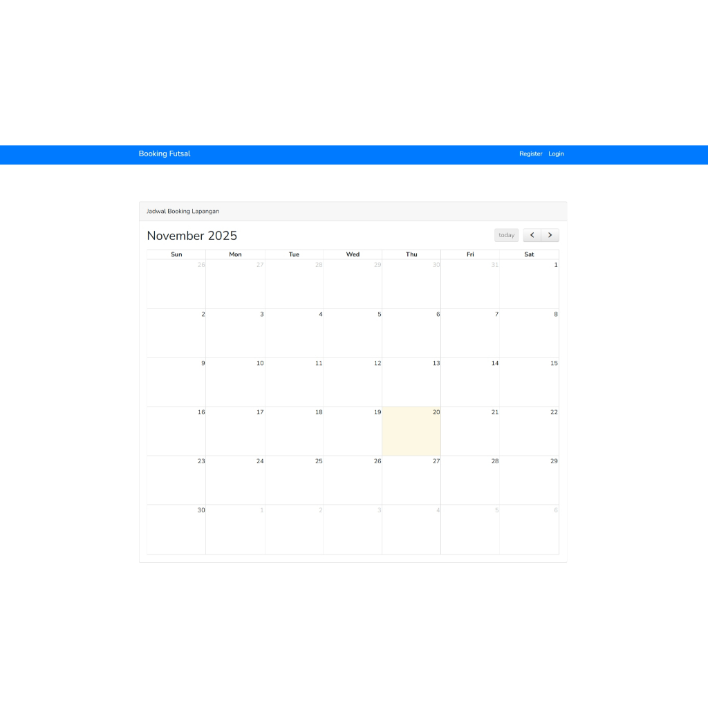 Source Code Website Booking Futsal Laravel 8 php 8 Siap Pakai