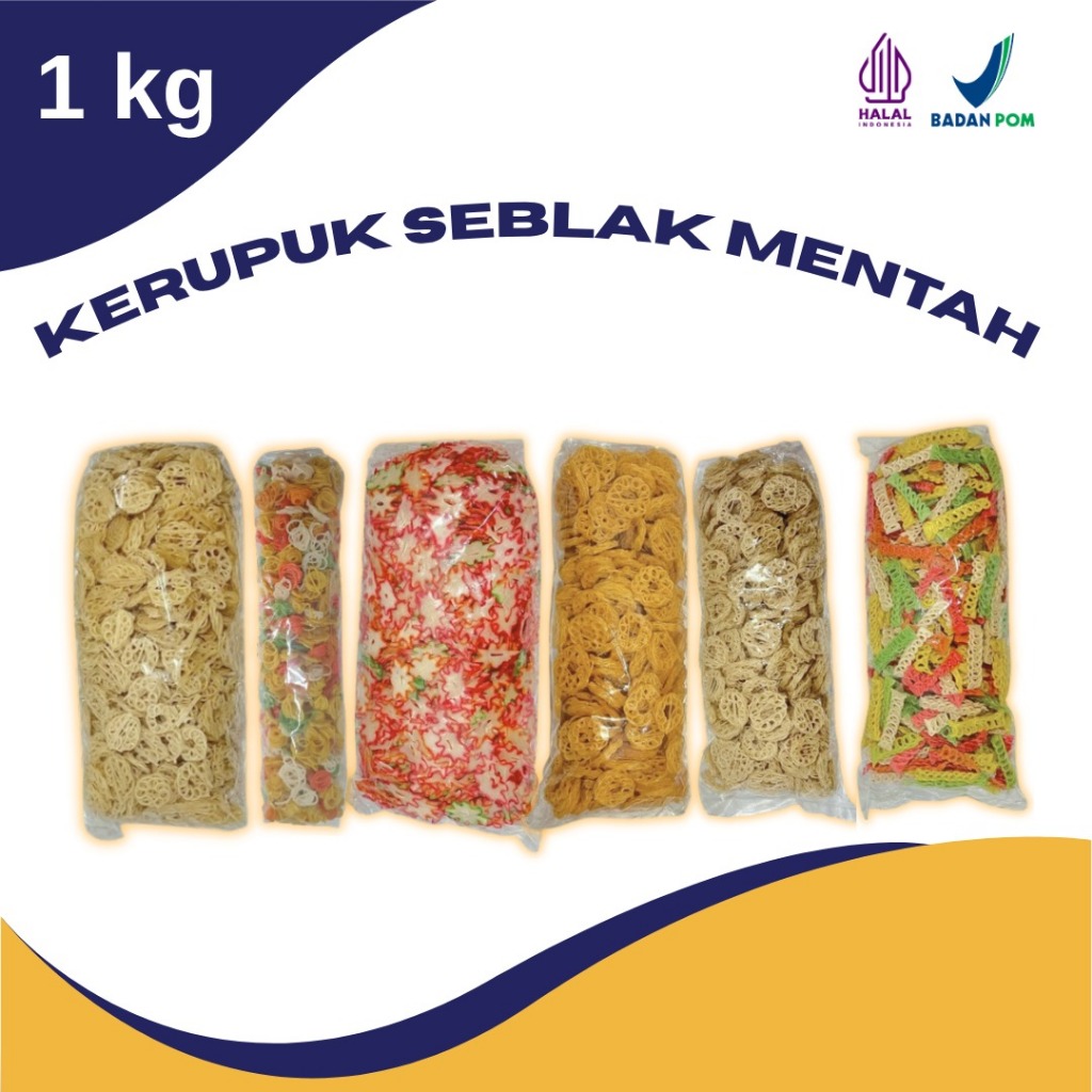 Kerupuk Seblak Mentah @1 Kg | Aneka Varian | Mawar-Kepang-Keong Warna-Tersanjung