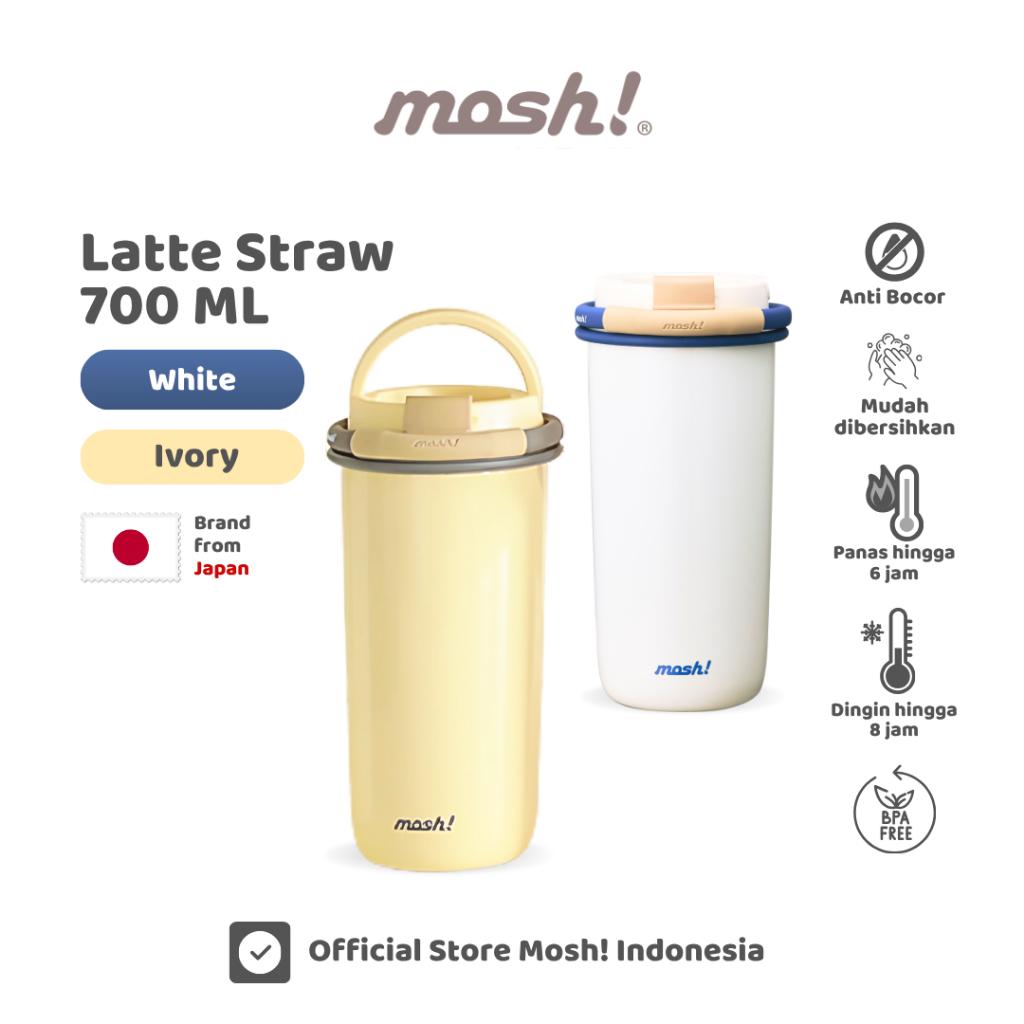 Mosh Latte Straw Gradient Tumbler - Botol Minum Stainless Steel 700ml