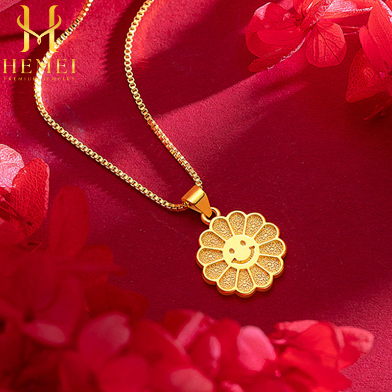 HEMEI KALUNG BUNGA MATAHARI EMAS PALSU KALUNG FASHION WANITA KALUNG MEWAH PREMIUM