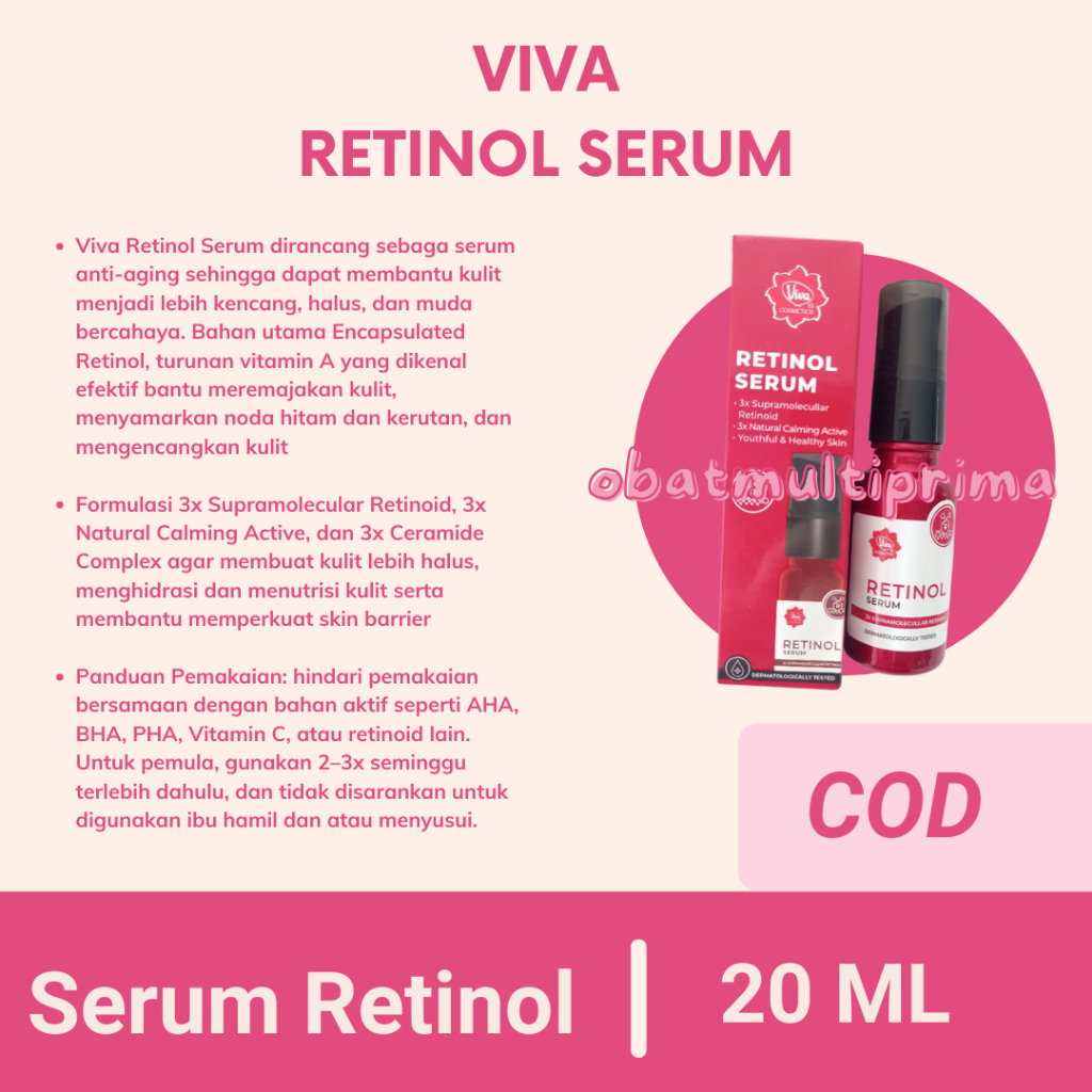 Viva Retinol Serum Makassar - Perawatan Anti Aging Noda Hitam Wajah Pria Wanita 20 30 Tahun Ke Atas
