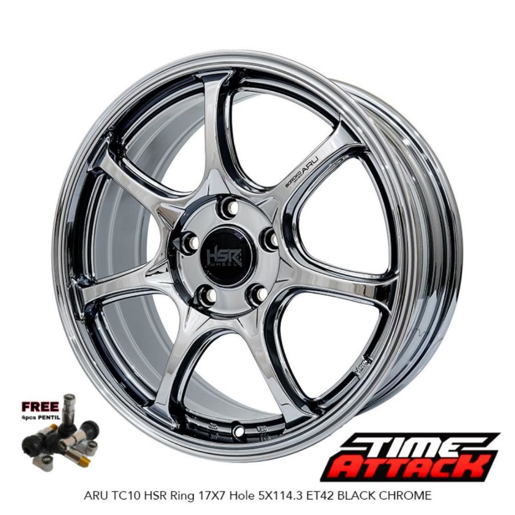 Velg Mobil Hrv Ring 17 HSR WHEEL Tipe Aru Tc10 Black Chrome Velg Hsr R17