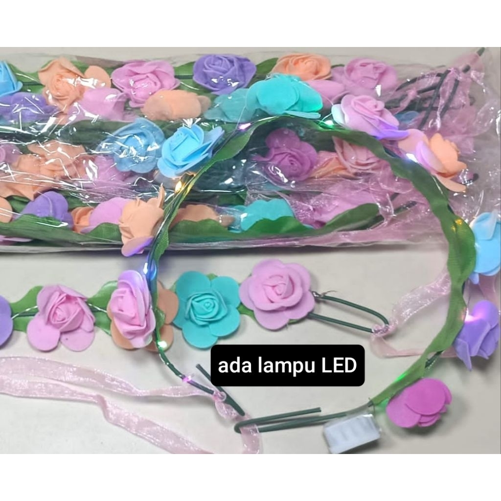 Flower Crown LED|Mahkota Bunga Kepala|Hiasan Bunga Kepala