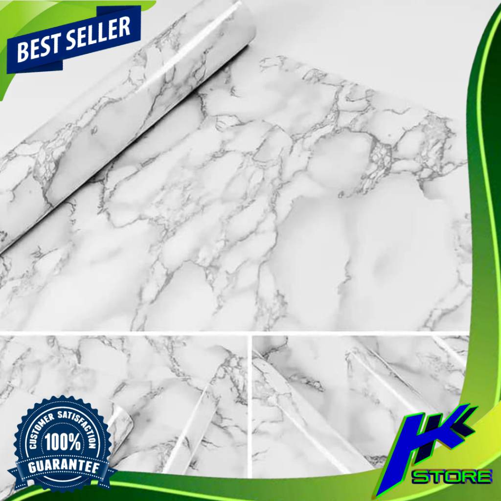 Wallpaper Dinding Motif Marmer 45cm x 10m White Marmer Wallpaper Sticker Wallstiker
