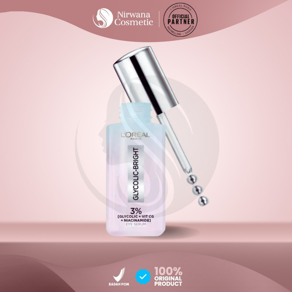 Nirwana - LOreal Paris Glycolic Bright Dark Circle Eye Serum 20ml - Aplikator Boba