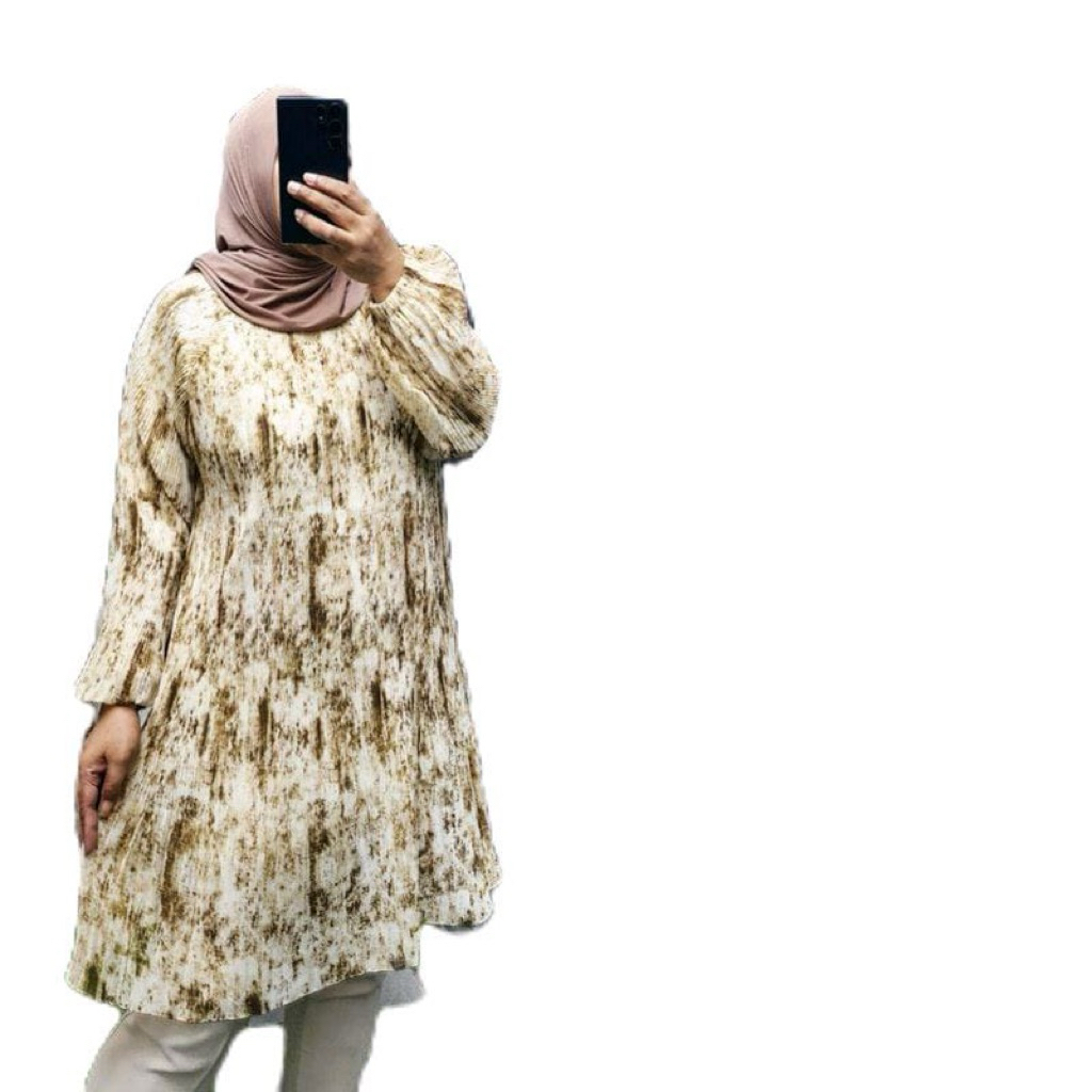 Atasan wanita jumbo Elita tunik bahan ceruty plisket LD120
