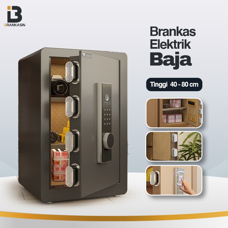 Brankas Besi Digital Password & Sidik Jari 45 - 80CM Safe Box Berangkas Kantor Brangkas Uang Emas