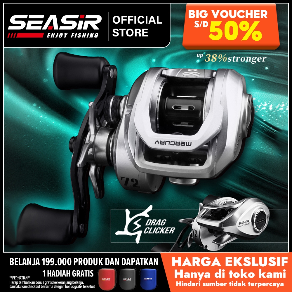 [OFFICIAL] SEASIR MERCURY Reel BC Reel Pancing Perak & Hitam Baitcasting, Drag Clicker, Rasio Gir 7,