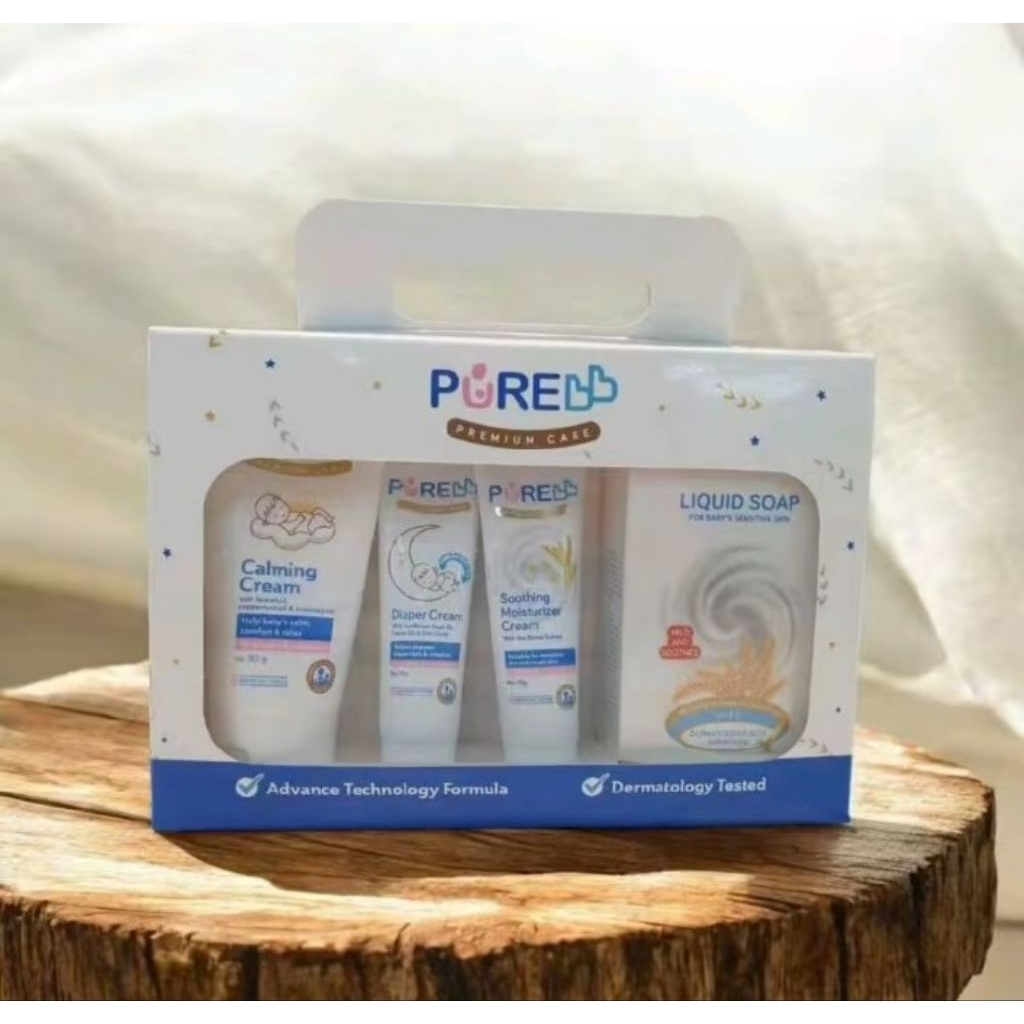 Pure Mini Travel  [ Liquid Soal 80g + Moisturizer 15g + Diaper 15g +Calming Cream 50g]