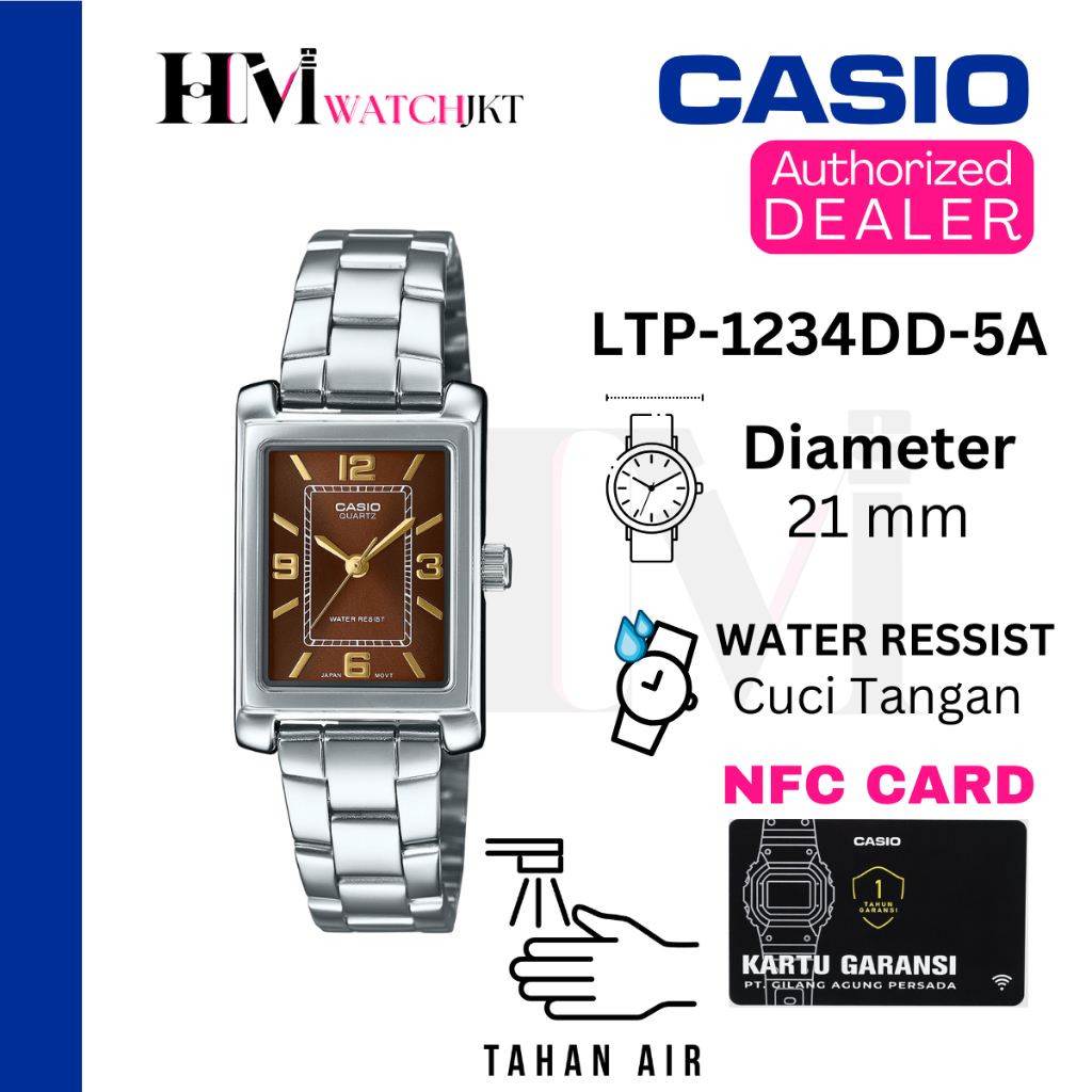 CASIO LTP-1234DD-5ADF Jam Tangan Wanita Original Analog Antiair LTP-1234DD-5A LTP-1234