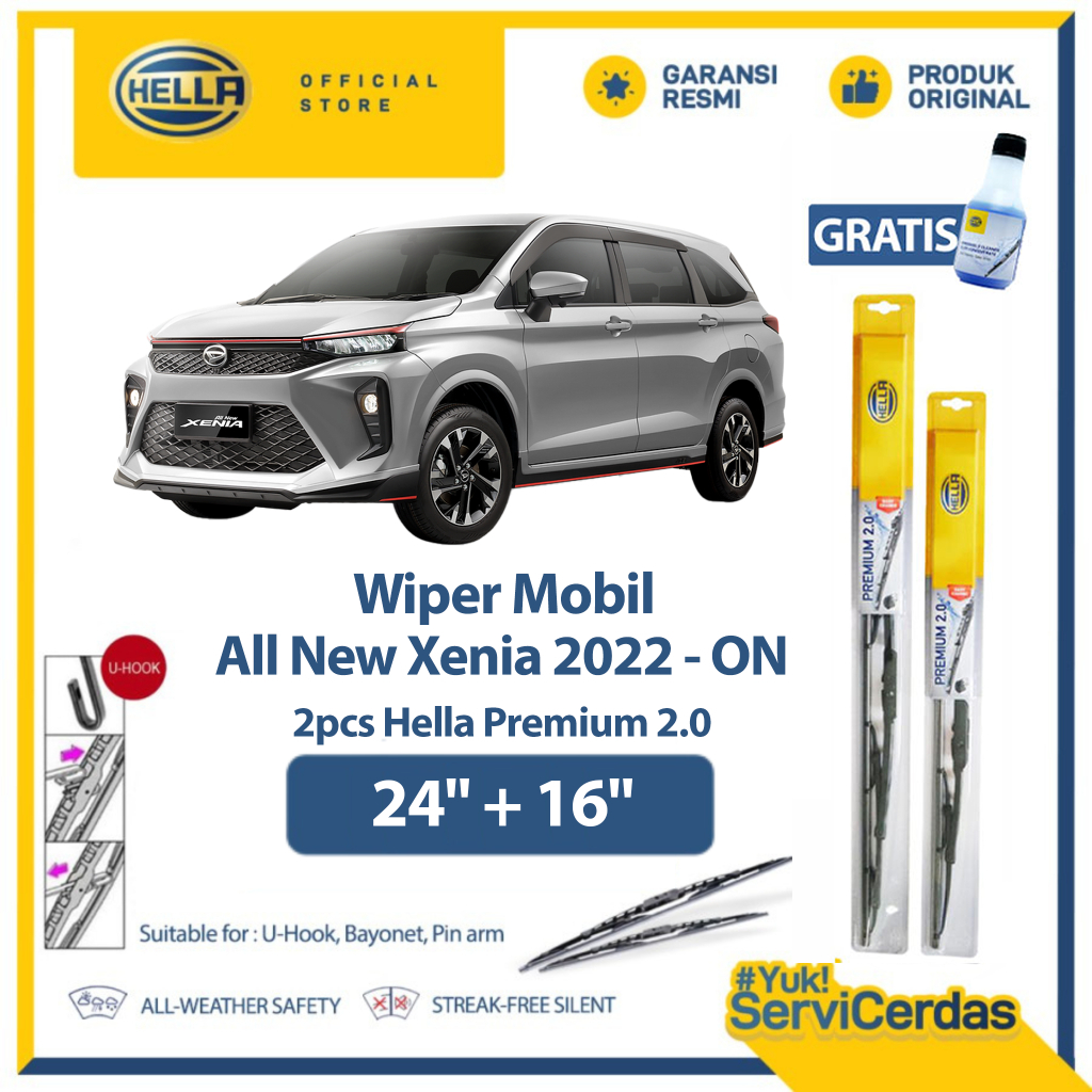 Wiper Mobil DAIHATSU All New Xenia 2022 24" + 16" (2pcs) - HELLA Premium 2.0