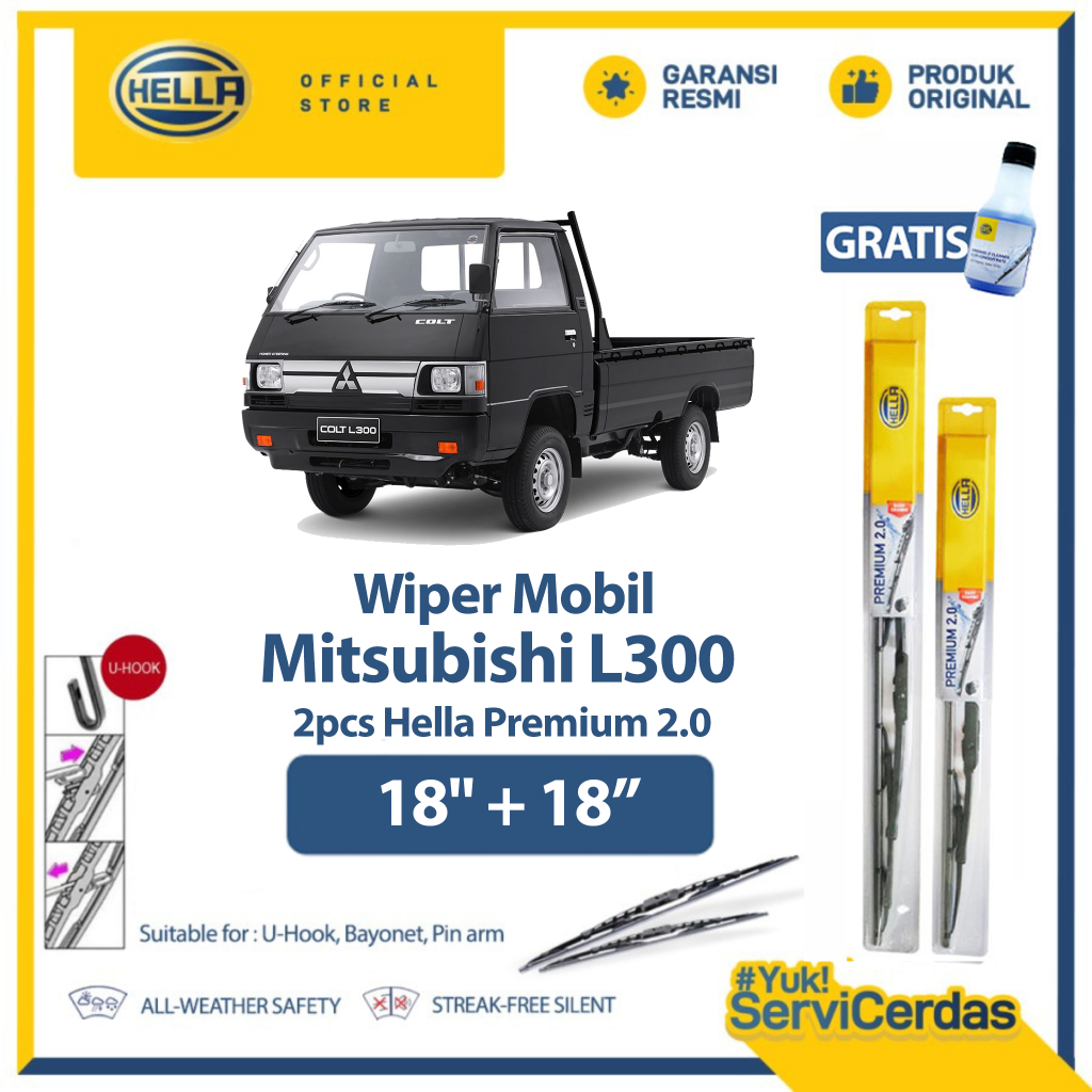 Wiper Mobil MITSUBISHI L300 18” + 18” (2pcs) - HELLA Premium 2.0