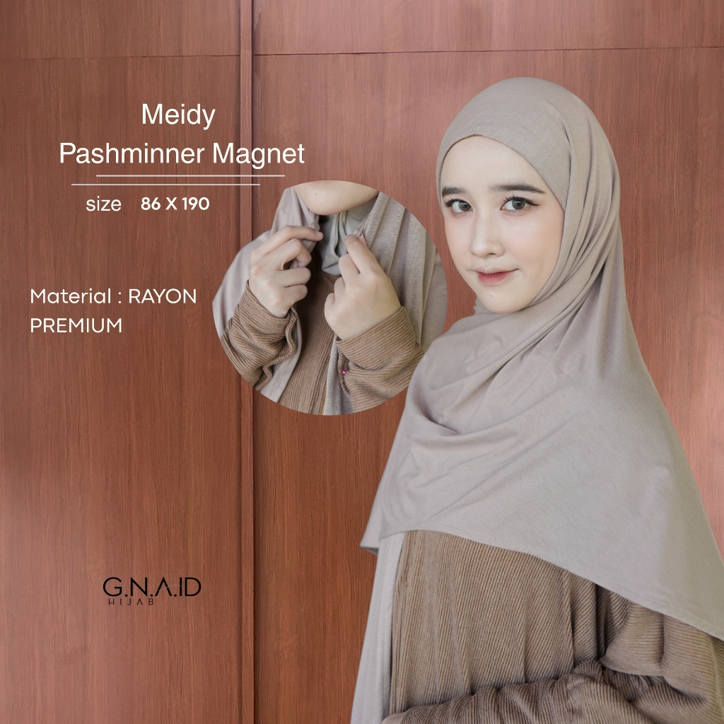 G.N.A.ID - Meidy Scrafs (Pashminna Rayon + Inner Rayon + Magnet) - G.N.A.ID HIJAB