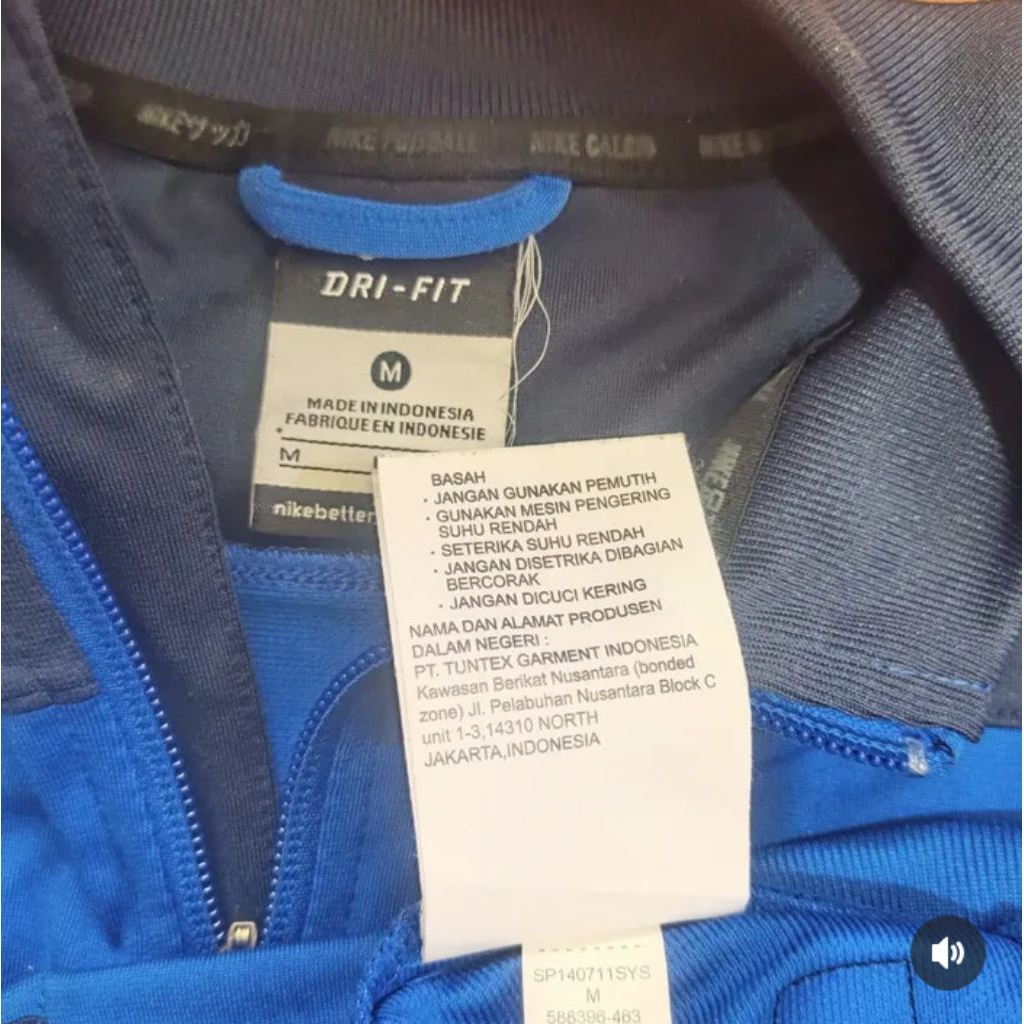 Tracktop Nike Dri-Fit Biru – Second / Bekas – Kondisi Bagus”