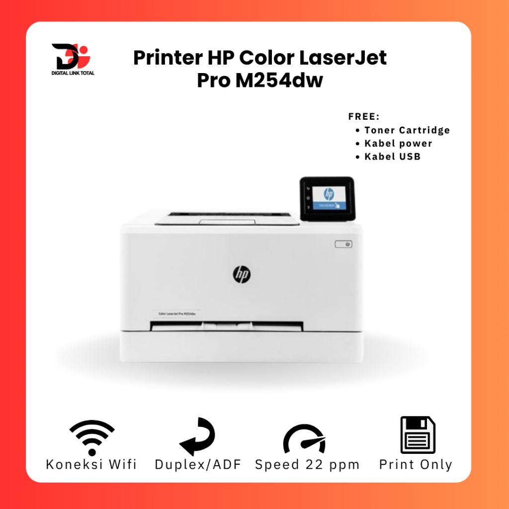 Printer HP Color LaserJet Pro M254dw Printer Warna A4 duplex bisa Wifi