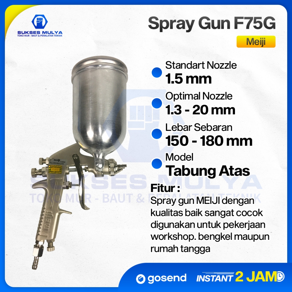 MEIJI F75 Spray Gun Tabung Atas Nozzle 1.5mm