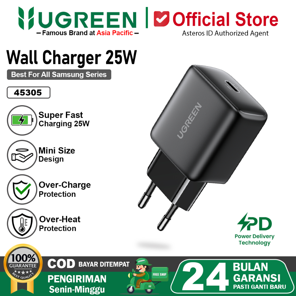 UGREEN Kepala Charger Samsung 25 watt PD Type C Super Fast Charging PPS 45305