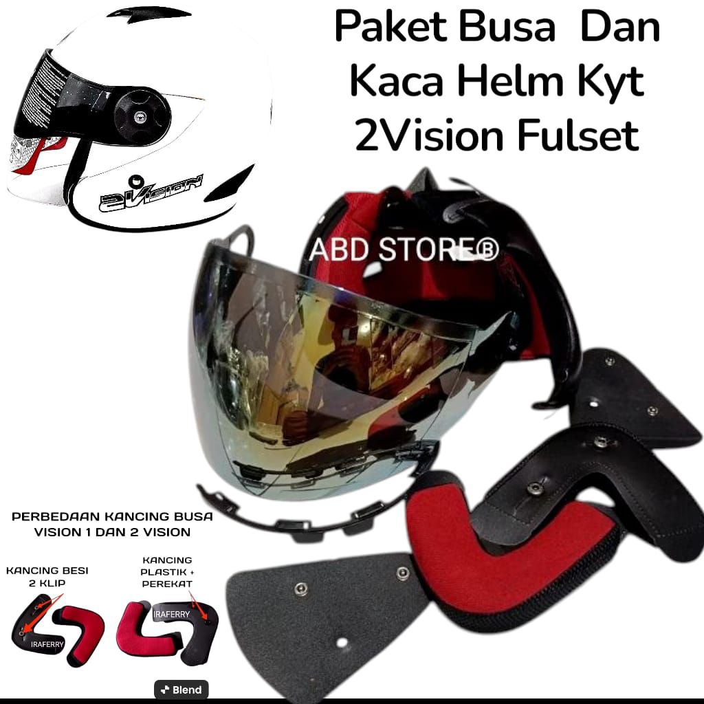 Pake Busa Helm Kyt 2Vision Full set kancing besik + Kaca Helm  Kyt 2Vision Iridium gold