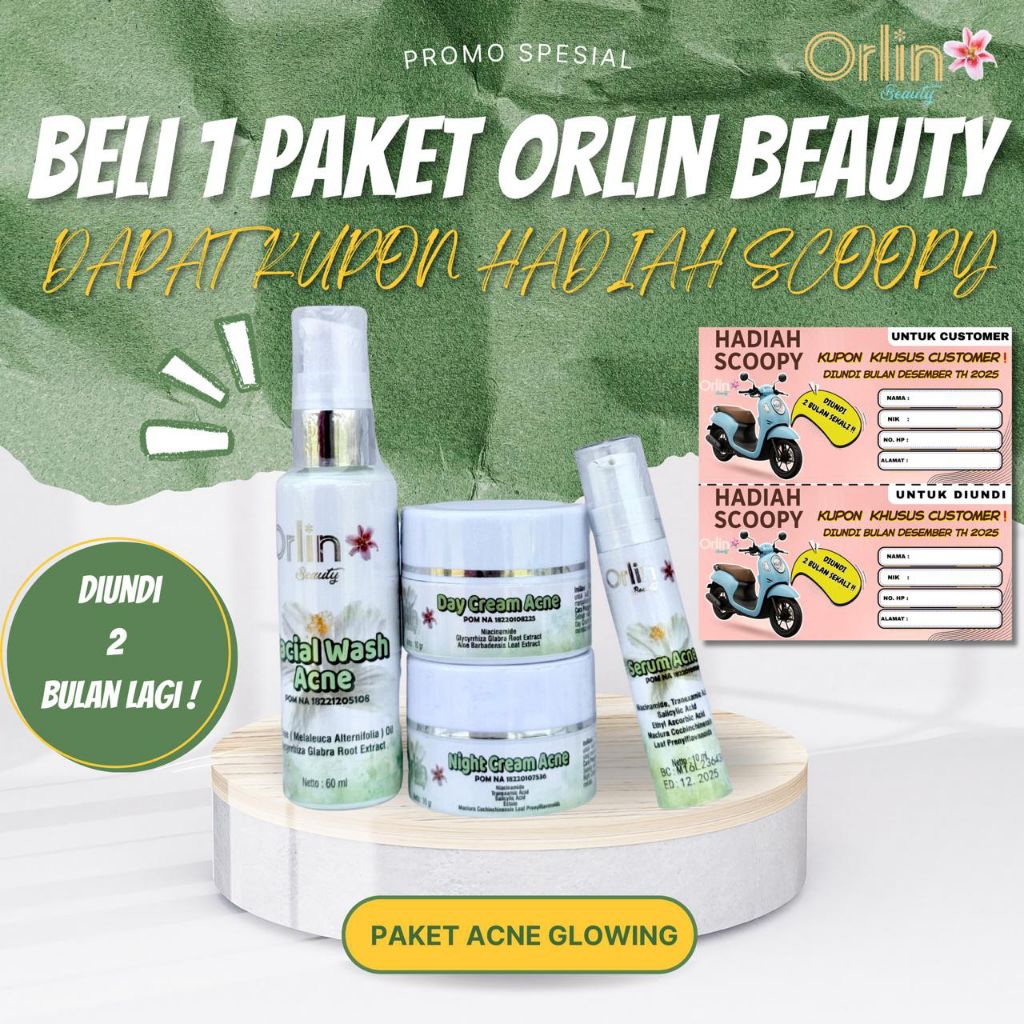 PAKET ACNE GLOWING/KRIM JERAWAT/BRUNTUSAN/KOMEDOAN/JERAWAT PARAH/BOPENG/ORLIN BEAUTY