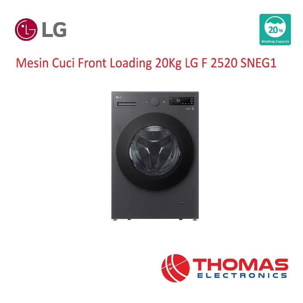 Mesin Cuci 1 Tabung Front Loading 20 Kg LG F2520SNEG1 F 2520 SNEG1 AI DD Garansi Resmi